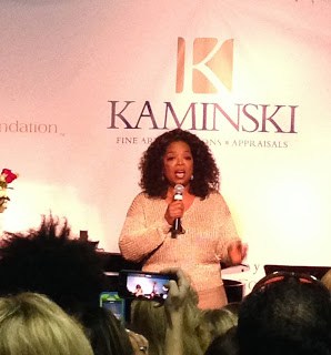 19 Pre-Auction Party- Oprah adressing the crowd at the VIP opening befoe the next days auction