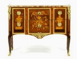 34 18th Century, Louis XVI bureau, stamped Boudin, ormolu mounted, inlaid with kingwood and tulipwood est 30K-50K, sold 21K