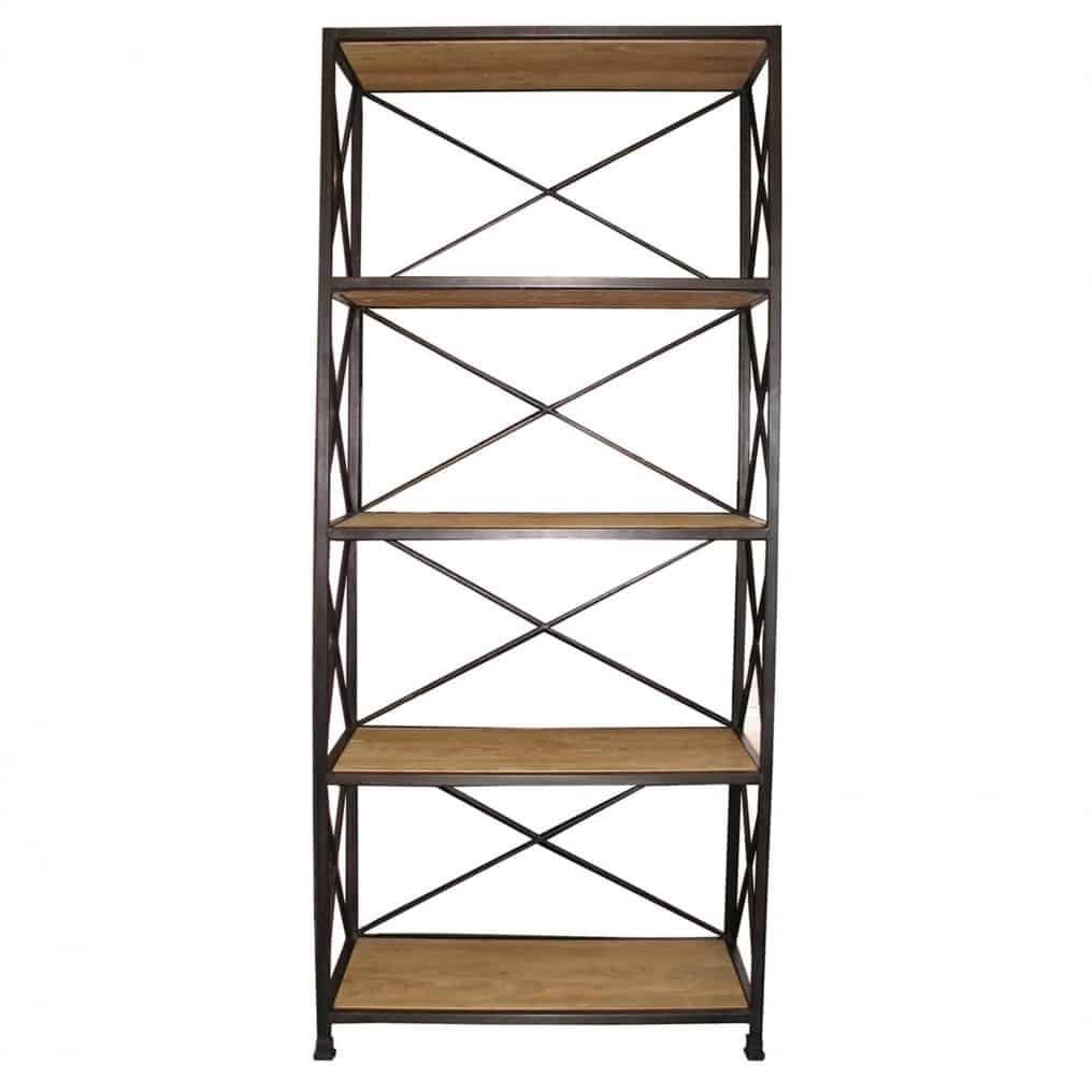 Elm Bookcase w/Metal Shelves Cabana Home