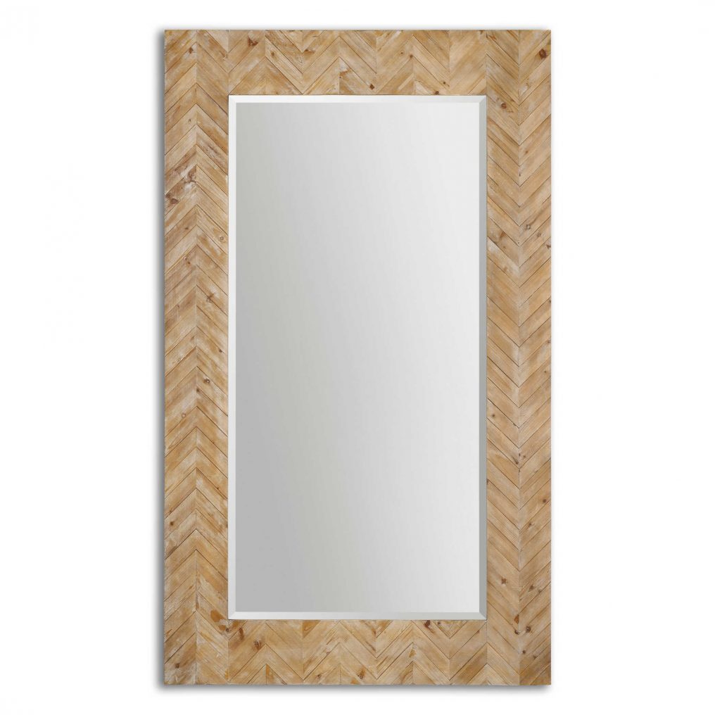 Wood Chevron Rectangular Mirror Cabana Home