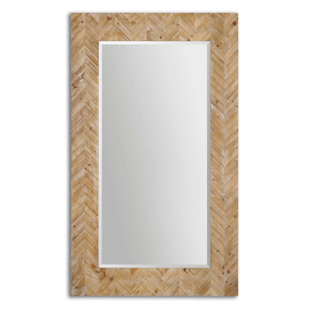 Wood Chevron Rectangular Mirror Cabana Home