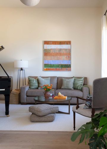 Los Olivos Residence architectural photography sitting room with baby grand piano